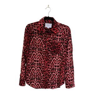 The Shirt by Rochelle Behrens Button Down Blouse in Red Leopard Size S